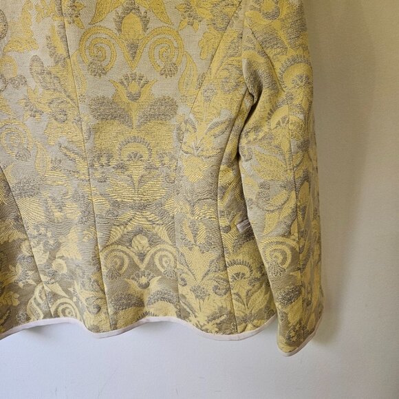 Aritzia Wilfred 'Festin' Brocade Jaquard Blazer Jacket Sz 2 Open Front Yellow - Picture 12 of 13